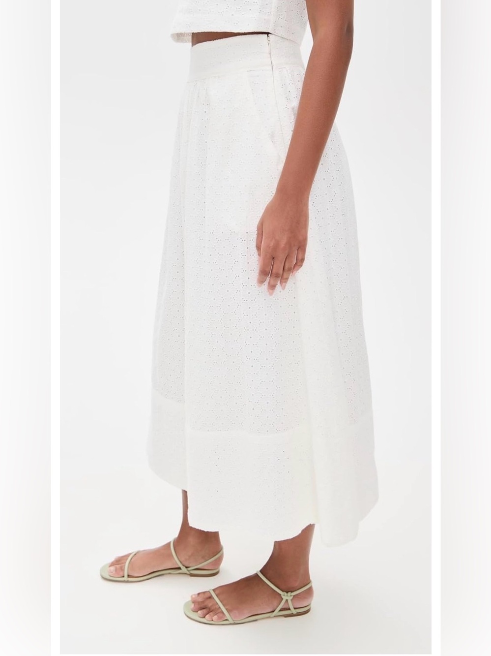 PAIGE White Eyelet Midi Skirt